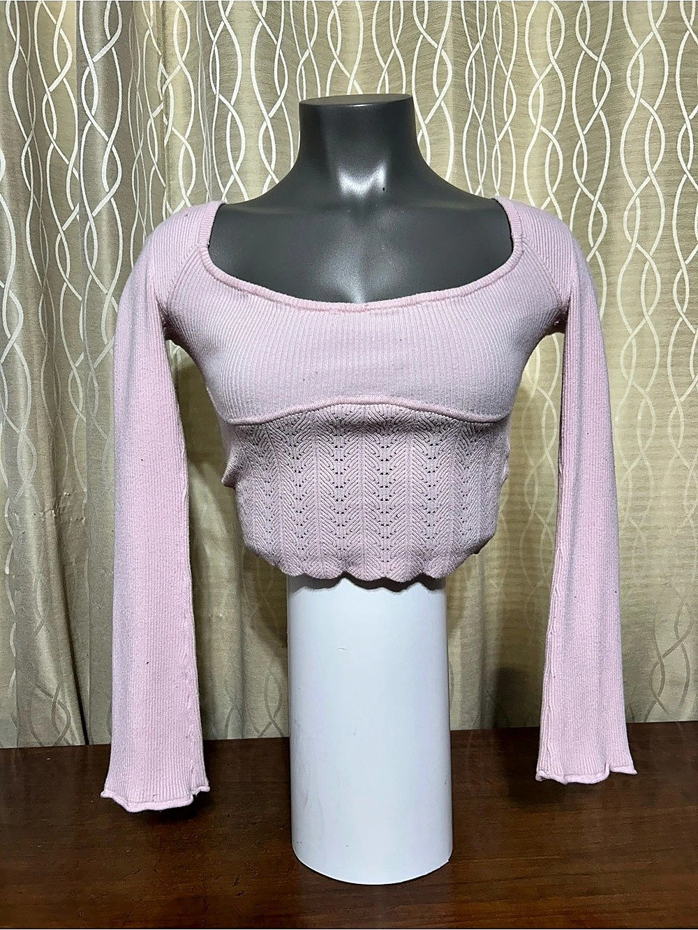 Streetwear Society Y2K Fairycore Pink Long Sleeve Crop Top Size Small